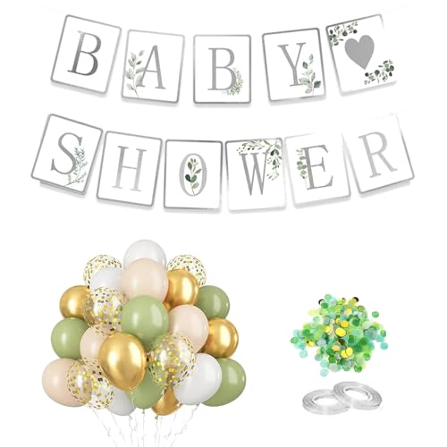 22 Stück Babyparty-Dekorationen, Babyparty-Banner, Wimpelkette, grüne Luftballon-Girlande mit grün-goldenen Konfetti-Ballons für Jungen, Mädchen, Geburtstagsparty, Olivgrün, Babyparty-Dekorationen 22 Stück Babyparty-Dekorationen, Babyparty-Banner, Wimpelkette, grüne Luftballon-Girlande mit grün-goldenen Konfetti-Ballons für Jungen, Mädchen, Geburtstagsparty, Olivgrün, Babyparty-Dekorationen von GETJOY