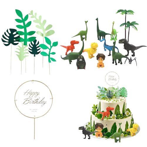 Dinosaurier-Kuchenaufsätze, Dinosaurier-Kuchendekorationsset mit Geburtstagsschild, Partyzubehör für Kinder, Jungen, Mädchen, Geburtstag, Babyparty, Party-Dekoration, 19 Stück Dinosaurier-Kuchenaufsätze, Dinosaurier-Kuchendekorationsset mit Geburtstagsschild, Partyzubehör für Kinder, Jungen, Mädchen, Geburtstag, Babyparty, Party-Dekoration, 19 Stück von GETJOY