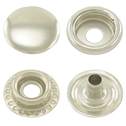 Druckknöpfe Ringfeder, Ring-Feder-Buttons, R-Feder-Snaps, Messing, rostfrei, vierteilig - ab 50 Stück, silber, 15 mm von GETMORE Parts