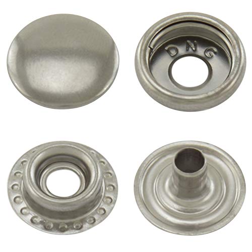 Druckknöpfe Ringfeder, Ring-Feder-Buttons, R-Feder-Snaps, Stahl - ab 50 Stück, altsilber, 15 mm von GETMORE Parts