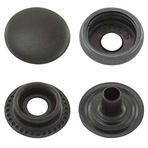 Druckknöpfe Ringfeder, Ring-Feder-Buttons, R-Feder-Snaps, Messing, rostfrei, vierteilig - ab 50 Stück, schwarz, 12,5 mm von GETMORE Parts