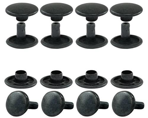 GETMORE Parts Hohlnieten Doppelkopf, Doppel-Niete, Doppelhohlniete, zweiteilig, Messing, rostfrei - ab 100 Stück, schwarz, 6 mm von GETMORE Parts