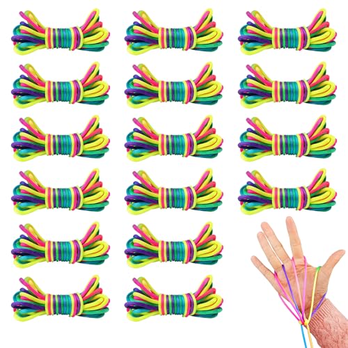 GETRICH 20 Stück Fingertwist, 160cm Fadenspiel, Finger Twist, Fadenspiele für Kinder, Regenbogen Fadenspiel Fingerspiel Rainbow Rope Ideal Als Kleines Geschenk für Jungen Mädchen von GETRICH