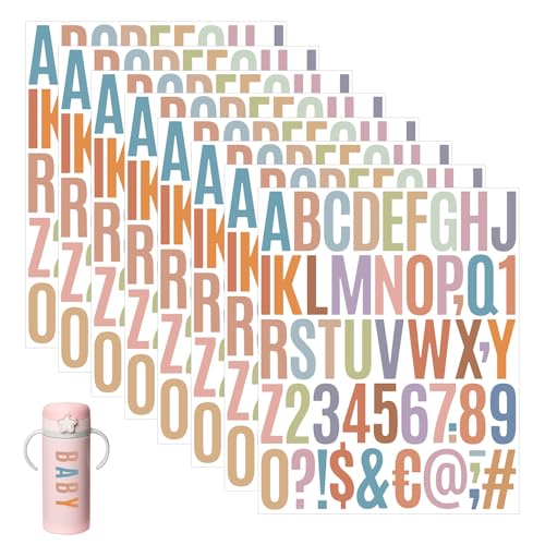 GETRICH 600 Stück 12 Blätter Selbstklebende Buchstaben Aufkleber, Klebebuchstaben Wetterfest Bunte Vinyl Zahlen Aufkleber Buchstaben Sticker Buchstaben zum Aufkleben für DIY Scrapbooking Grußkarten von GETRICH