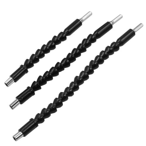 Flexible Bohrerverlängerung, Schaftverlängerung, Schraubendreher-Bithalter, Universal-Schlange, flexibler Schlauch, Kardanwelle, elektrische Bohrmaschine, Power Rod Link (Farbe: Schwarz, 3 Stück) von GETSTREE