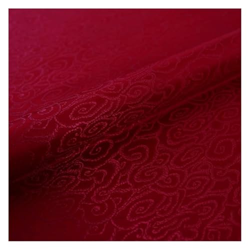 GETSTREE Jacquardstoff aus Kunstseide, Brokat-Seidenstoff, schöner Damaststoff for Schneiderei und Heimwerkerprojekte – 75 cm x 50 cm(Date Red) von GETSTREE