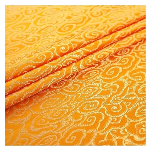 GETSTREE Jacquardstoff aus Kunstseide, Brokat-Seidenstoff, schöner Damaststoff for Schneiderei und Heimwerkerprojekte – 75 cm x 50 cm(Golden Yellow) von GETSTREE