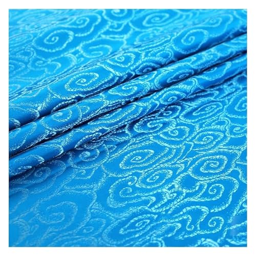 GETSTREE Jacquardstoff aus Kunstseide, Brokat-Seidenstoff, schöner Damaststoff for Schneiderei und Heimwerkerprojekte – 75 cm x 50 cm(Peacock Blue) von GETSTREE