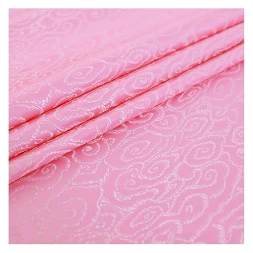 GETSTREE Jacquardstoff aus Kunstseide, Brokat-Seidenstoff, schöner Damaststoff for Schneiderei und Heimwerkerprojekte – 75 cm x 50 cm(Pink) von GETSTREE