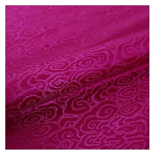 GETSTREE Jacquardstoff aus Kunstseide, Brokat-Seidenstoff, schöner Damaststoff for Schneiderei und Heimwerkerprojekte – 75 cm x 50 cm(Plum Red) von GETSTREE
