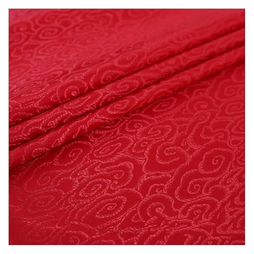 GETSTREE Jacquardstoff aus Kunstseide, Brokat-Seidenstoff, schöner Damaststoff for Schneiderei und Heimwerkerprojekte – 75 cm x 50 cm(Red) von GETSTREE