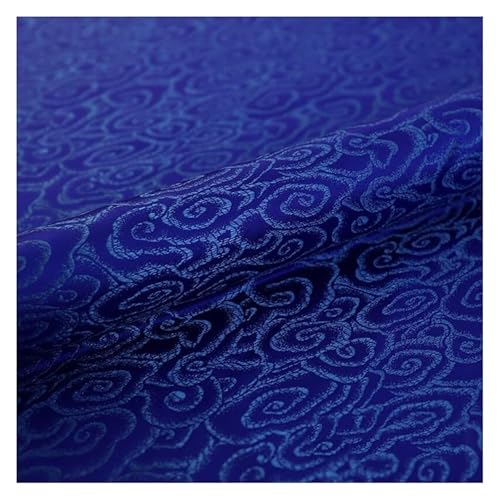 GETSTREE Jacquardstoff aus Kunstseide, Brokat-Seidenstoff, schöner Damaststoff for Schneiderei und Heimwerkerprojekte – 75 cm x 50 cm(Sapphire Blue) von GETSTREE
