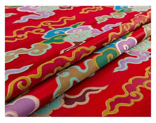 GETSTREE Jacquardstoff aus Kunstseide, Brokatstoff aus rotem Satin, künstlicher Seidenbrokatstoff – 75 cm x 50 cm, Damast-Jacquard for Kleidung, Bekleidung und Polsterung, Rot von GETSTREE
