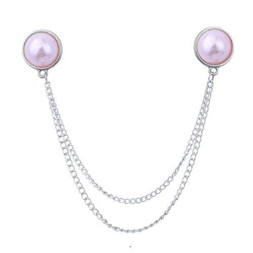 GETSTREE Kragenclip-Quastenkette, Broschen-Anstecknadel for Männer, einfache runde Perlenkragenkette, Damen-Hemdkragennadel, vielseitige Quastenkragennadel(Silver) von GETSTREE