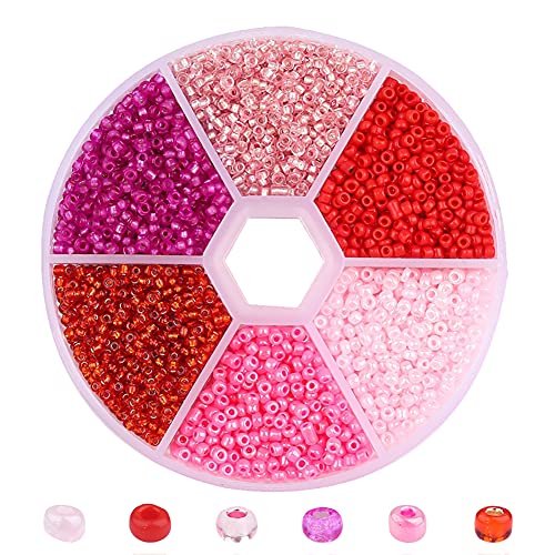 Perlenarmband hergestellt, Tonperlen, 3900 Stück 2 mm Glas-Rocailles, Pony-Perlen, Armband-Perlen, kleine runde Perlen mit Kunststoff-Aufbewahrungsbox for die Schmuckherstellung, blau(Color:Pink) von GETSTREE