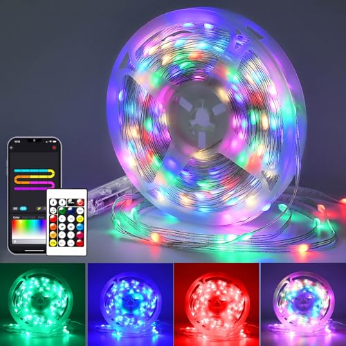 Bluetooth USB LED Lichterkette Außen, 15M 150LED DreamColor Lichterkette Bunt Innen Led Lichterkette mit Timer, App-Steuerung, IP65 Wasserdicht LED String Lights für Weihnachten Party Hochzeit Deko von GEYUEYA Home