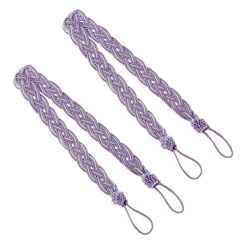 GFDSGRE Vorhang Raffhalter 4. Stck Dauerhafter geflochtener Satin-Seil Einfache Vorhang-Krawatte Backs Tippe Hold Backs Vorhang Voile Strap Home Decorations Raffhalter FüR VorhäNge(Purple) von GFDSGRE