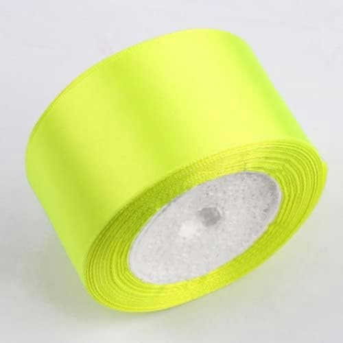 20 Meter/Los 6 mm 10 mm 15 mm 20 mm 25 mm 40 mm 50 mm Satinbänder, dekorative Geschenkbox-Verpackungsgürtel, DIY, handgefertigtes Kunsthandwerk, fluoreszierendes Gelb, 40 mm, 22 Meter von GFFJHGGD