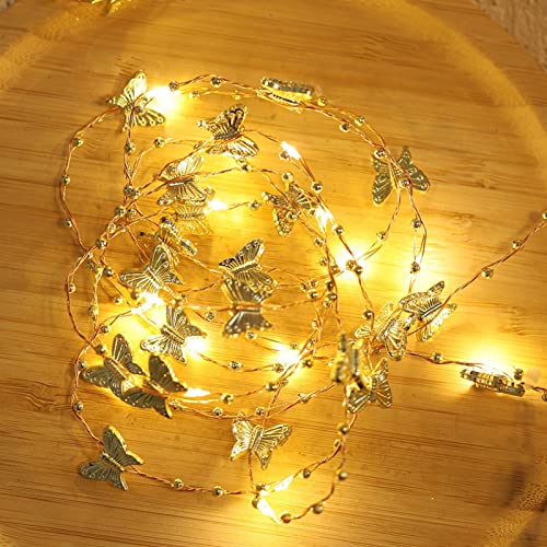 GFRGFH 2 Stück Schmetterlings Lichterkette, 20 LED Perlen, Sichere Und Langlebige Lichterkette Für Weihnachten, Hochzeit, Party, Innen- Und Außendekoration, Schlafzimmer, Hochzeit, Terrasse von GFRGFH