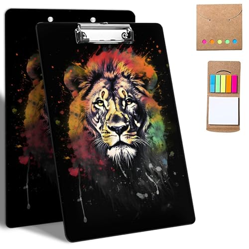 GFRGTFHYT Kunststoff-Klemmbretter, 9 x 12,5 cm Klemmbretter mit flachem Profil-Clip, niedliches Klemmbrett, A4, Briefgröße mit Notizen für Klassenzimmer, Büro, Studenten, Frauen, Aquarell-Löwen GFRGTFHYT Kunststoff-Klemmbretter, 9 x 12,5 cm Klemmbretter mit flachem Profil-Clip, niedliches Klemmbrett, A4, Briefgröße mit Notizen für Klassenzimmer, Büro, Studenten, Frauen, Aquarell-Löwen von GFRGTFHYT