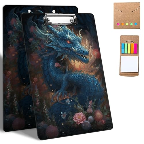 GFRGTFHYT Kunststoff-Klemmbretter, 9 x 12,5 cm Klemmbretter mit flachem Profil-Clip, niedliches Klemmbrett, A4, Briefgröße mit Notizen für Klassenzimmer, Büro, Studenten, Frauen, Kinder, Blumendrache GFRGTFHYT Kunststoff-Klemmbretter, 9 x 12,5 cm Klemmbretter mit flachem Profil-Clip, niedliches Klemmbrett, A4, Briefgröße mit Notizen für Klassenzimmer, Büro, Studenten, Frauen, Kinder, Blumendrache von GFRGTFHYT