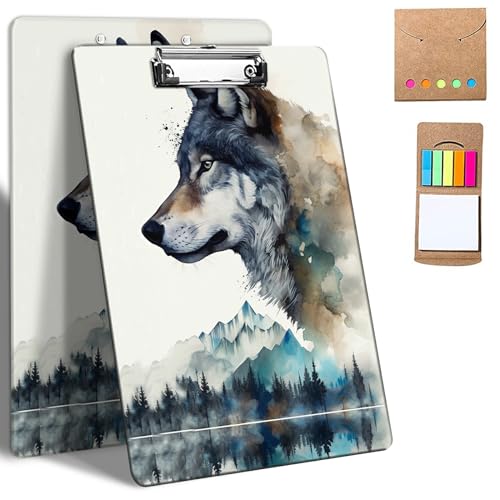 GFRGTFHYT Kunststoff-Klemmbretter, 9 x 12,5 cm Klemmbretter mit flachem Profil-Clip, niedliches Klemmbrett, A4, Briefgröße mit Notizen für Klassenzimmer, Büro, Studenten, Frauen, Kinder, Kunstwolf GFRGTFHYT Kunststoff-Klemmbretter, 9 x 12,5 cm Klemmbretter mit flachem Profil-Clip, niedliches Klemmbrett, A4, Briefgröße mit Notizen für Klassenzimmer, Büro, Studenten, Frauen, Kinder, Kunstwolf von GFRGTFHYT