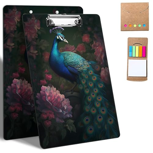 GFRGTFHYT Kunststoff-Klemmbretter, 9 x 12,5 cm Klemmbretter mit flachem Profil-Clip, niedliches Klemmbrett, A4, Briefgröße mit Notizen für Klassenzimmer, Büro, Studenten, Frauen, Kinder, Pfau GFRGTFHYT Kunststoff-Klemmbretter, 9 x 12,5 cm Klemmbretter mit flachem Profil-Clip, niedliches Klemmbrett, A4, Briefgröße mit Notizen für Klassenzimmer, Büro, Studenten, Frauen, Kinder, Pfau von GFRGTFHYT