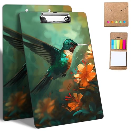 GFRGTFHYT Kunststoff-Klemmbretter, 9 x 12,5 cm Klemmbretter mit niedrigem Profil-Clip, niedliches Klemmbrett, A4, Briefgröße mit Notizen für Klassenzimmer, Büro, Studenten, Frauen, Blumen, Kolibri GFRGTFHYT Kunststoff-Klemmbretter, 9 x 12,5 cm Klemmbretter mit niedrigem Profil-Clip, niedliches Klemmbrett, A4, Briefgröße mit Notizen für Klassenzimmer, Büro, Studenten, Frauen, Blumen, Kolibri von GFRGTFHYT