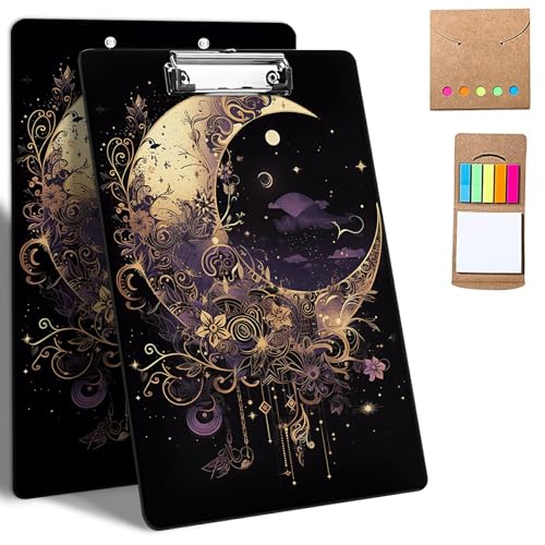 GFRGTFHYT Kunststoff-Klemmbretter, 9 x 12,5 cm Klemmbretter mit niedrigem Profil-Clip, niedliches Klemmbrett, A4, Briefgröße mit Notizen für Klassenzimmer, Büro, Studenten, Frauen, Kinder, Art Moon GFRGTFHYT Kunststoff-Klemmbretter, 9 x 12,5 cm Klemmbretter mit niedrigem Profil-Clip, niedliches Klemmbrett, A4, Briefgröße mit Notizen für Klassenzimmer, Büro, Studenten, Frauen, Kinder, Art Moon von GFRGTFHYT