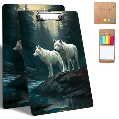 GFRGTFHYT Kunststoff-Klemmbretter, 9 x 12,5 cm Klemmbretter mit niedrigem Profil-Clip, niedliches Klemmbrett, A4, Briefgröße mit Notizen für Klassenzimmer, Büro, Studenten, Frauen, Kinder, Wölfe Wald GFRGTFHYT Kunststoff-Klemmbretter, 9 x 12,5 cm Klemmbretter mit niedrigem Profil-Clip, niedliches Klemmbrett, A4, Briefgröße mit Notizen für Klassenzimmer, Büro, Studenten, Frauen, Kinder, Wölfe Wald von GFRGTFHYT