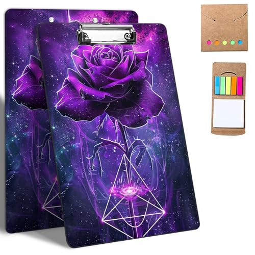 GFRGTFHYT Kunststoff-Klemmbretter mit Notizen, niedliches Klemmbrett mit niedrigem Profil, dekorative Klemmbretter, A4, Briefgröße für Klassenzimmer, Büro, Herren, Damen, Violett, Galaxie, Rose, 22,9 GFRGTFHYT Kunststoff-Klemmbretter mit Notizen, niedliches Klemmbrett mit niedrigem Profil, dekorative Klemmbretter, A4, Briefgröße für Klassenzimmer, Büro, Herren, Damen, Violett, Galaxie, Rose, 22,9 von GFRGTFHYT