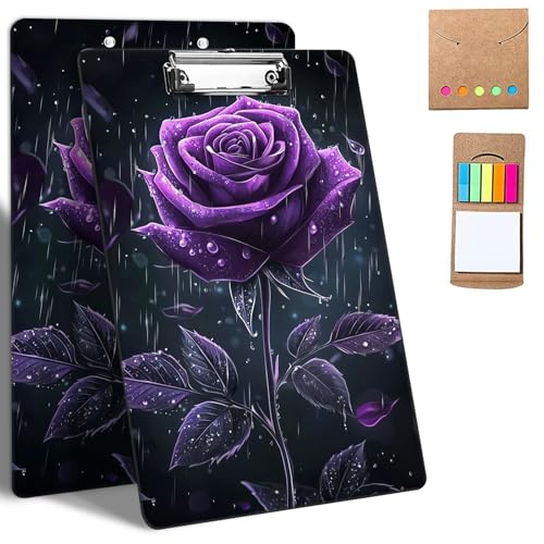 GFRGTFHYT Kunststoff-Klemmbretter mit Notizen, niedliches Klemmbrett mit niedrigem Profil, dekorative Klemmbretter, A4, Briefgröße für Klassenzimmer, Büro, Studenten, Frauen, violette Rosen GFRGTFHYT Kunststoff-Klemmbretter mit Notizen, niedliches Klemmbrett mit niedrigem Profil, dekorative Klemmbretter, A4, Briefgröße für Klassenzimmer, Büro, Studenten, Frauen, violette Rosen von GFRGTFHYT