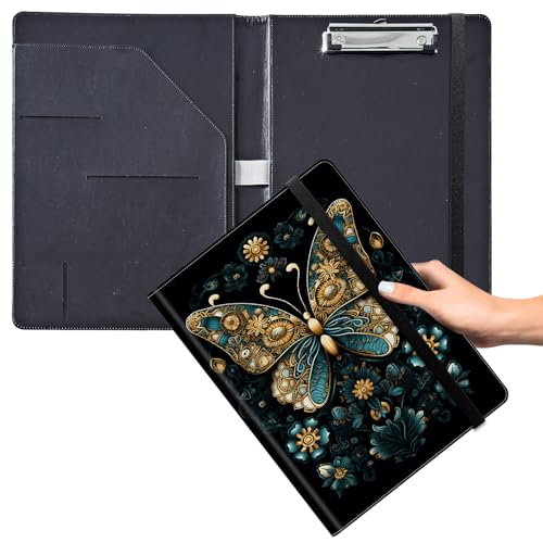 Klemmbrett für Padfolio, mit Visitenkartenhalter, Aufbewahrung, Klemmbrett mit Abdeckung für Rechtsblockhalter, Briefgröße, A4, Schreibblock für Schule, Büro, Klemmbretter, Kunst, Schmetterling, Motte von GFRGTFHYT
