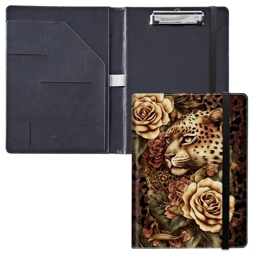 Klemmbrett für Padfolio, mit Visitenkartenhalter, Aufbewahrung, Klemmbrett mit Abdeckung für Rechtsblockhalter, Briefgröße, A4, Schreibblock für Schule, Büro, Klemmbretter, Leopardenmuster, Blume Klemmbrett für Padfolio, mit Visitenkartenhalter, Aufbewahrung, Klemmbrett mit Abdeckung für Rechtsblockhalter, Briefgröße, A4, Schreibblock für Schule, Büro, Klemmbretter, Leopardenmuster, Blume von GFRGTFHYT