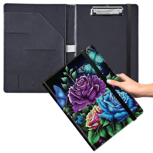 Klemmbrett für Padfolio, mit Visitenkartenhalter, Aufbewahrung, Klemmbrett mit Abdeckung für Rechtsblockhalter, Briefgröße, A4, Schreibblock für Schule, Büro, Klemmbretter, Schmetterlinge und Blumen Klemmbrett für Padfolio, mit Visitenkartenhalter, Aufbewahrung, Klemmbrett mit Abdeckung für Rechtsblockhalter, Briefgröße, A4, Schreibblock für Schule, Büro, Klemmbretter, Schmetterlinge und Blumen von GFRGTFHYT