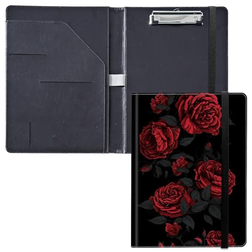 Klemmbrett für Padfolio, mit Visitenkartenhalter, Aufbewahrung, Klemmbrett mit Abdeckung für Rechtsblockhalter, Briefgröße, A4, Schreibblock für Schule, Büro, Konferenz-Klemmbretter, rote Rosen Klemmbrett für Padfolio, mit Visitenkartenhalter, Aufbewahrung, Klemmbrett mit Abdeckung für Rechtsblockhalter, Briefgröße, A4, Schreibblock für Schule, Büro, Konferenz-Klemmbretter, rote Rosen von GFRGTFHYT