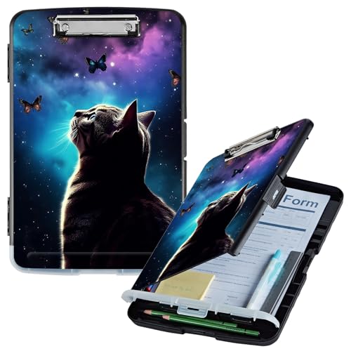 Klemmbrett mit Aufbewahrung, Galaxie-Katze, hohe Kapazität, Aufbewahrung, Klemmbrett mit Stifthalter, seitliche Öffnung, Kunststoff-Klemmbretter, strapazierfähig, Still-Klemmbretter, faltbar, A4 Klemmbrett mit Aufbewahrung, Galaxie-Katze, hohe Kapazität, Aufbewahrung, Klemmbrett mit Stifthalter, seitliche Öffnung, Kunststoff-Klemmbretter, strapazierfähig, Still-Klemmbretter, faltbar, A4 von GFRGTFHYT