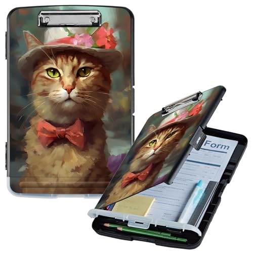 Klemmbrett mit Aufbewahrung, Katzen, Aquarell, hohe Kapazität, Aufbewahrungs-Klemmbrett mit Stifthalter, seitliche Öffnung, Kunststoff-Klemmbretter, strapazierfähig, Still-Klemmbretter, faltbar, A4 Klemmbrett mit Aufbewahrung, Katzen, Aquarell, hohe Kapazität, Aufbewahrungs-Klemmbrett mit Stifthalter, seitliche Öffnung, Kunststoff-Klemmbretter, strapazierfähig, Still-Klemmbretter, faltbar, A4 von GFRGTFHYT