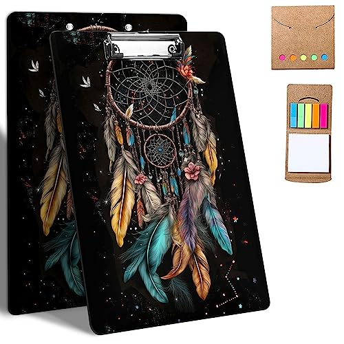 Kunststoff-Klemmbretter, 9 x 12,5 cm Klemmbretter mit flachem Profil-Clip, niedliches Klemmbrett, A4, Briefgröße für Klassenzimmer, Büro, Studenten, Frauen, Kinder, mit Notizen, Traumfänger-Blumen Kunststoff-Klemmbretter, 9 x 12,5 cm Klemmbretter mit flachem Profil-Clip, niedliches Klemmbrett, A4, Briefgröße für Klassenzimmer, Büro, Studenten, Frauen, Kinder, mit Notizen, Traumfänger-Blumen von GFRGTFHYT