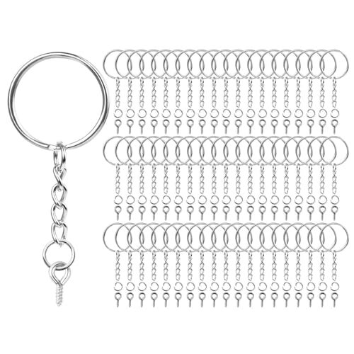 100 Stück Schlüsselanhänger schlüsselringe schlüsselring schlüsselanhänger basteln, schlüsselring mit kette, schlüsselanhänger ringe, für die Herstellung von Schmuckzubehör von GFTCGK