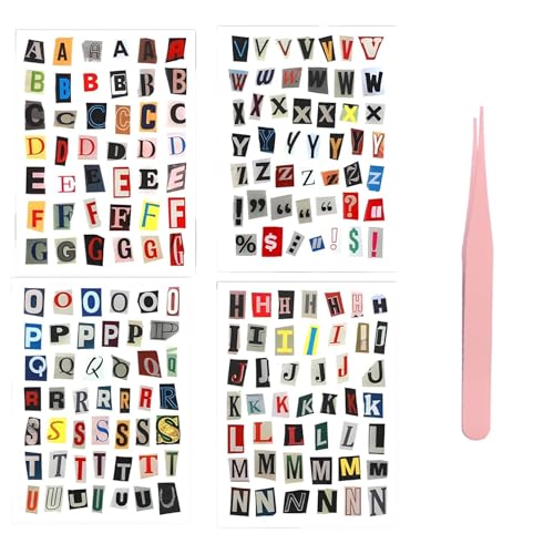 181 Stück buchstaben Aufkleber, Selbstklebende Aufkleber Buchstaben, Enthält Eine Pinzette, Vintage Scrapbook Stickers, Selbstklebende Buchstaben Aufkleber Scrapbook Stickers Journal Sticker Aesthetic von GFTCGK