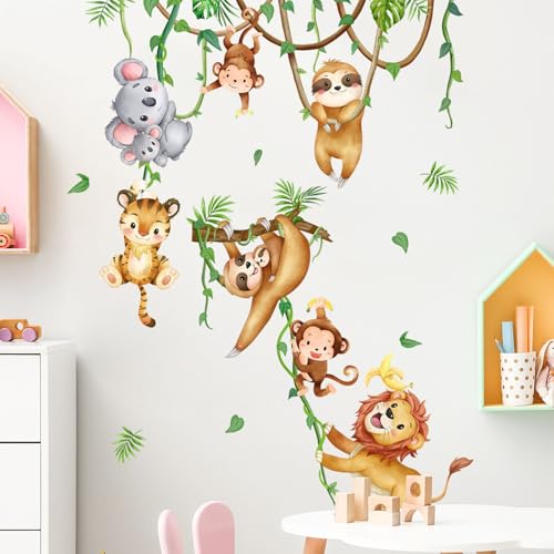 2-teilig Wandtattoo Kinderzimmer,Wandtattoo Dschungel Tiere,Wandaufkleber, Dschungeltiere, Bäume,Reben,Wandaufkleber,Tierpartys,Wandaufkleber, Löwen, Affen, Koalas,Tiere,Wandsticker Kinderzimmer 2-teilig Wandtattoo Kinderzimmer,Wandtattoo Dschungel Tiere,Wandaufkleber, Dschungeltiere, Bäume,Reben,Wandaufkleber,Tierpartys,Wandaufkleber, Löwen, Affen, Koalas,Tiere,Wandsticker Kinderzimmer von GFTCGK