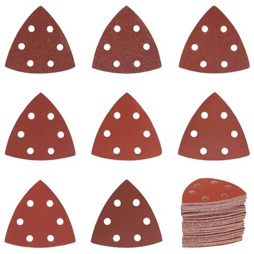 120 Stück Schleifpapier Dreieckschleifer 90x90x90mm Dreieckschleifer Schleifpapier 6 Loch Klett Schleifpapier Dreieck Schleifpapier für Dreieckschleifer (40 60 80 120 180 240 320 400 Körnung) von GFUEIGJ