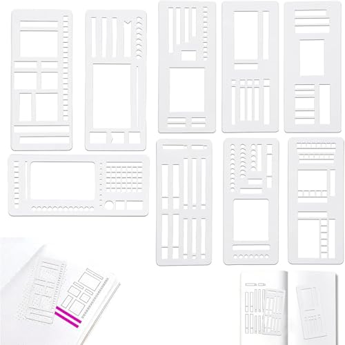 Handgemachte flexible Schallplattenvorlage, Planner Stencil Set für Punktgitter-Journale, Wiederverwendbare Schablonen mit Checklisten, Kästchen und Linien für Bullet Journal, Scrapbook, Notizbuch von GFYLOHCY
