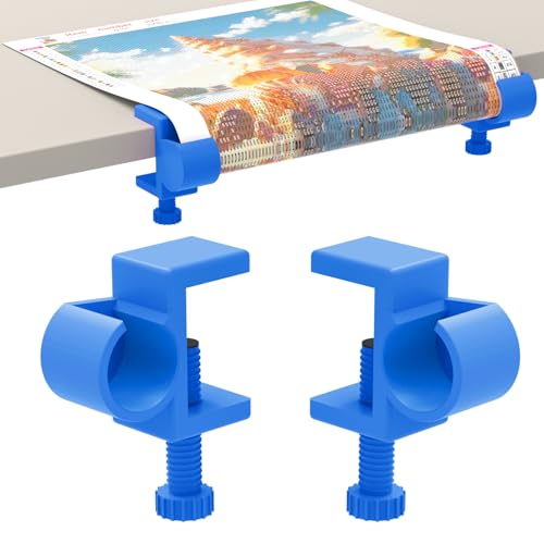 GFYYBKJ Diamond Painting Leinwand Tischklemme Set, Diamond Painting Leinwand Rollenhalter, Diamant Bastelzubehör für Erwachsene, Geschenk für DIY Diamantmaler (Blau) von GFYYBKJ