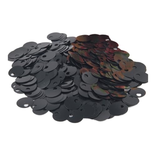 Pailletten for Basteln, 2 cm 3 cm Stickpailletten, flache runde lose PVC-Pailletten(Black) von GGFFJ