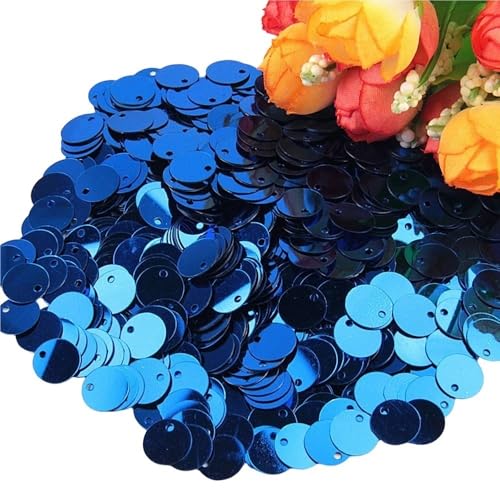 Pailletten for Basteln, Durchmesser 10 mm, 15 mm, 20 mm, 25 mm, groß, flach, mit rundem Randloch, lose Pailletten, 10 g(Blue,10mm) von GGFFJ
