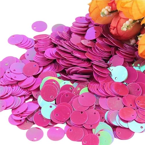 Pailletten for Basteln, Durchmesser 10 mm, 15 mm, 20 mm, 25 mm, groß, flach, mit rundem Randloch, lose Pailletten, 10 g(Deep Pink,30mm) von GGFFJ