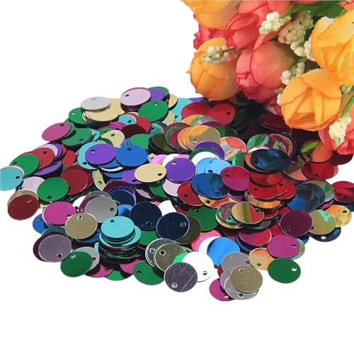 Pailletten for Basteln, Durchmesser 10 mm, 15 mm, 20 mm, 25 mm, groß, flach, mit rundem Randloch, lose Pailletten, 10 g(Deep Purple,20mm) von GGFFJ