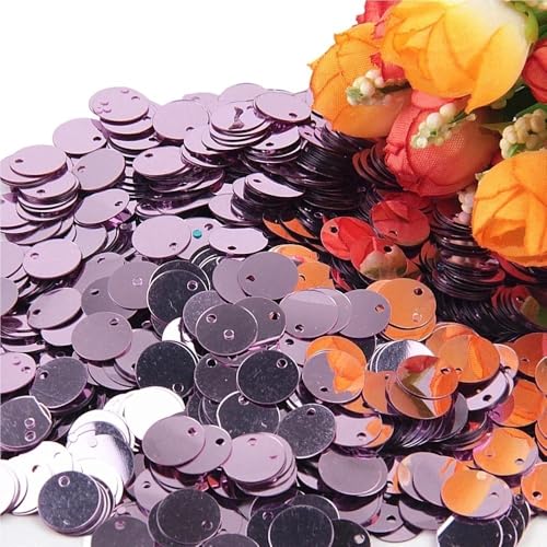 Pailletten for Basteln, Durchmesser 10 mm, 15 mm, 20 mm, 25 mm, groß, flach, mit rundem Randloch, lose Pailletten, 10 g(Light Purple,30mm) von GGFFJ